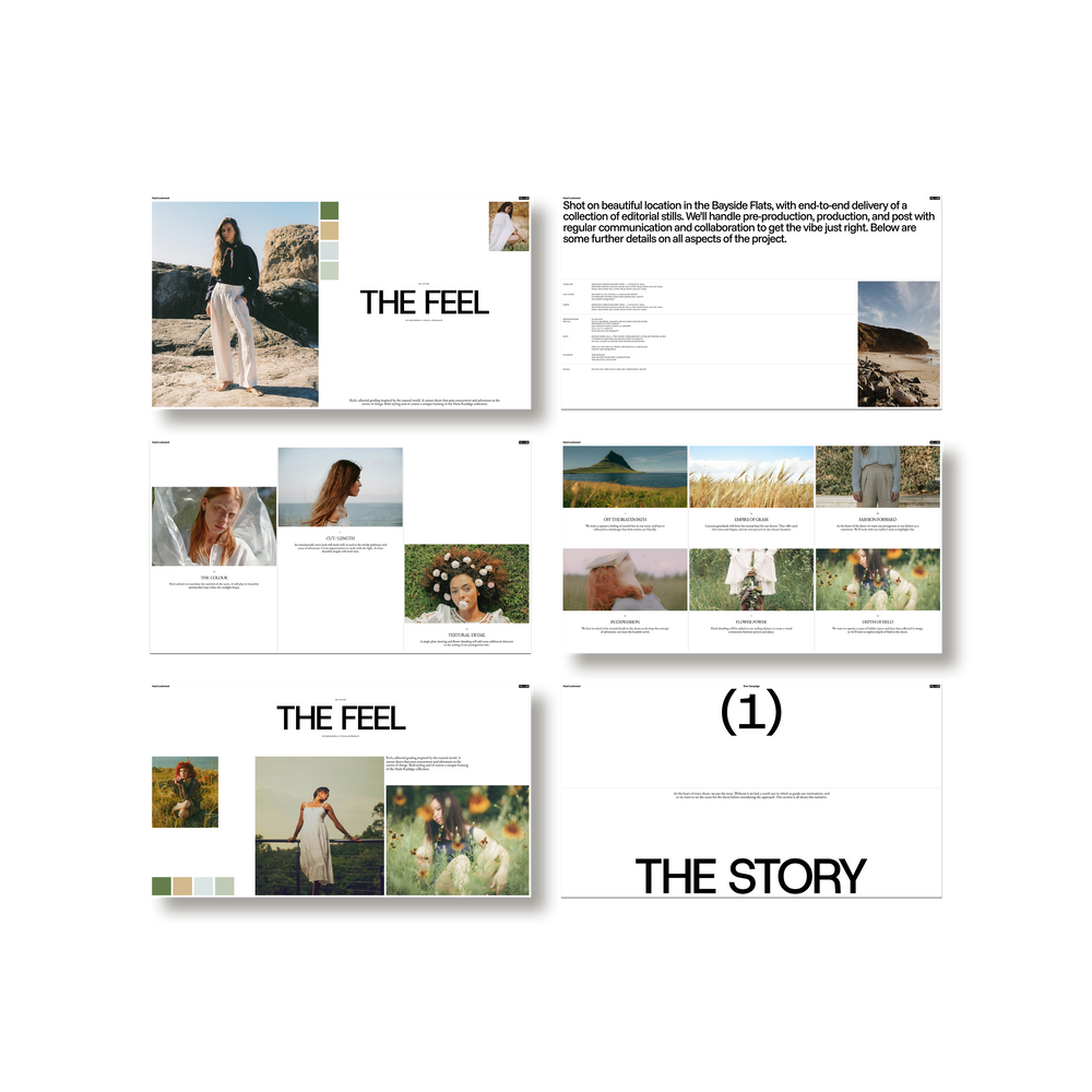 Meridian Pitch deck template by Isaac Powell, moodboard and reference spreads