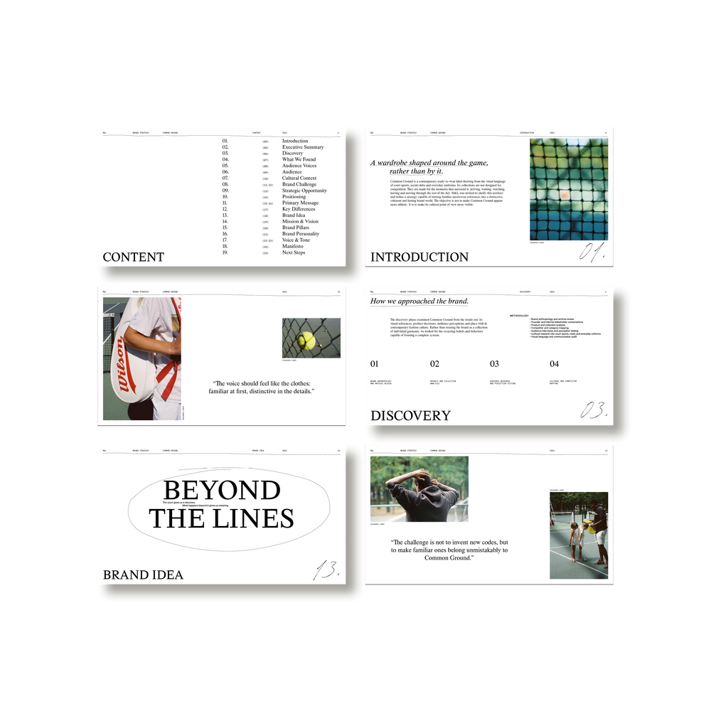 A spread from M&L Brand Strategy showing the cultural context and brand pillars sections.