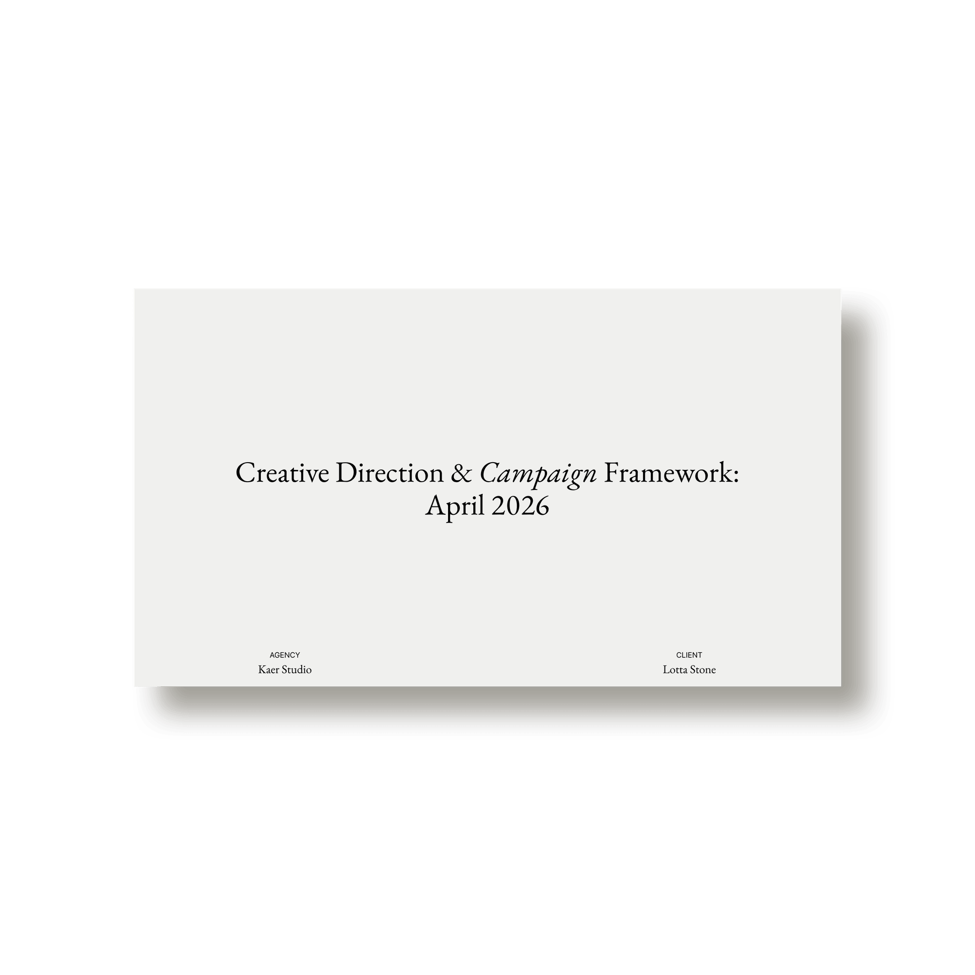 Creative Direction & Campaign Framework - Studio Standard
