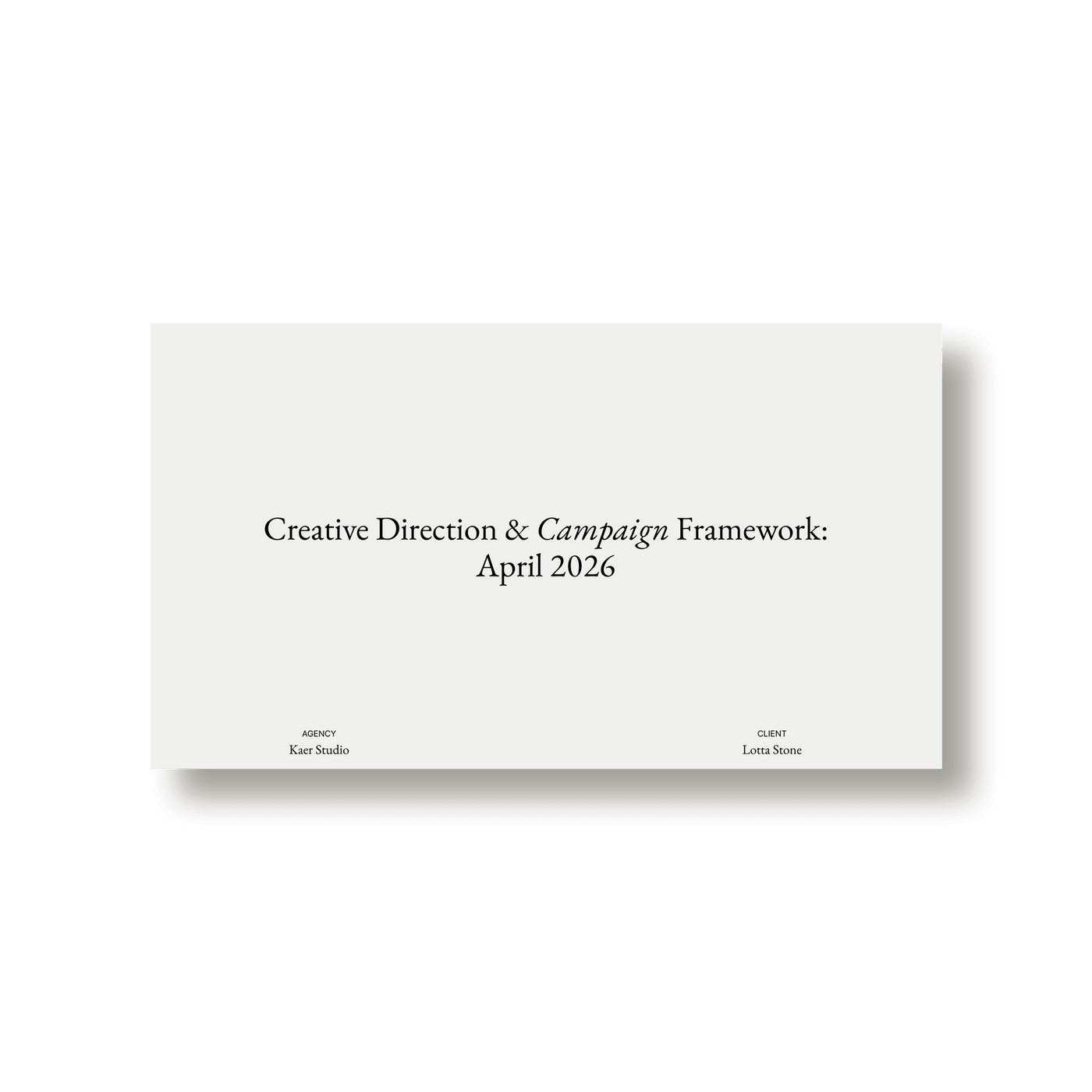 Creative Direction & Campaign Framework - Studio Standard