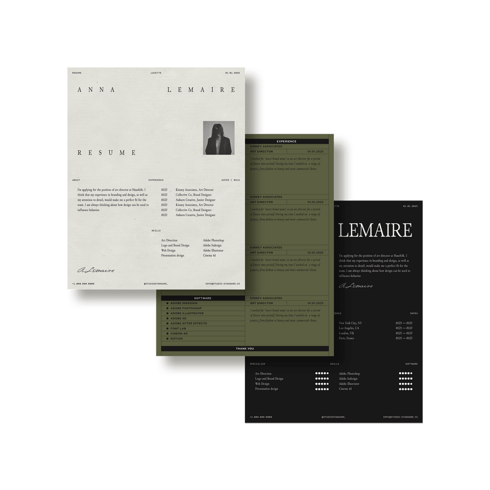 Lucette Resume Kit - Studio Standard