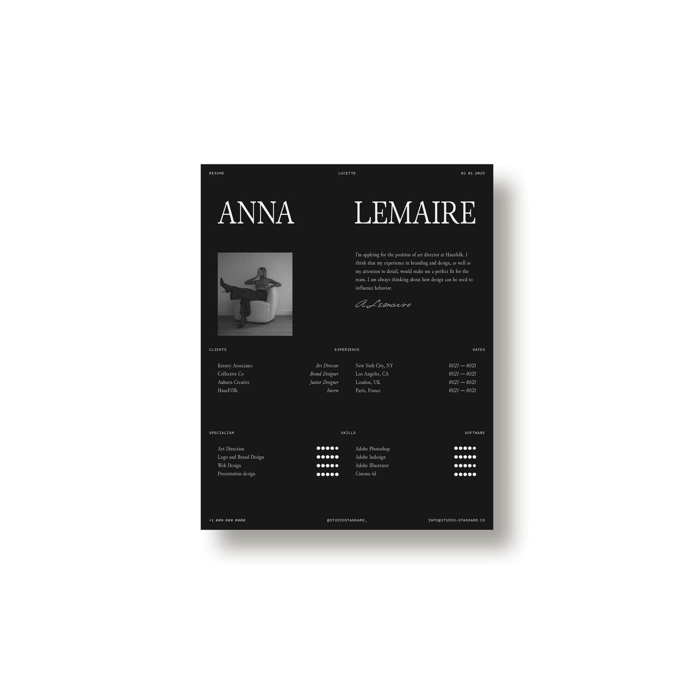 Lucette Resume Kit - Studio Standard