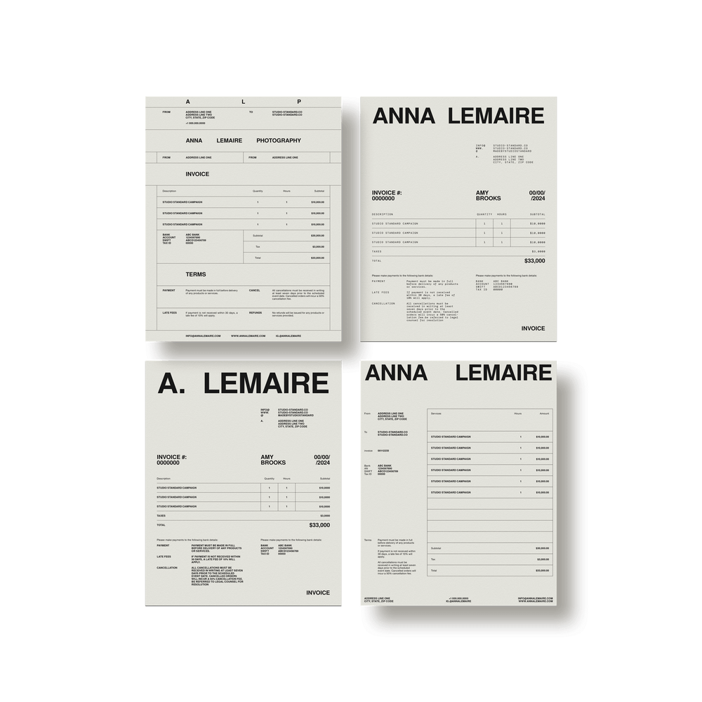 Photographer's Starter Kit: Invoices - Studio Standard