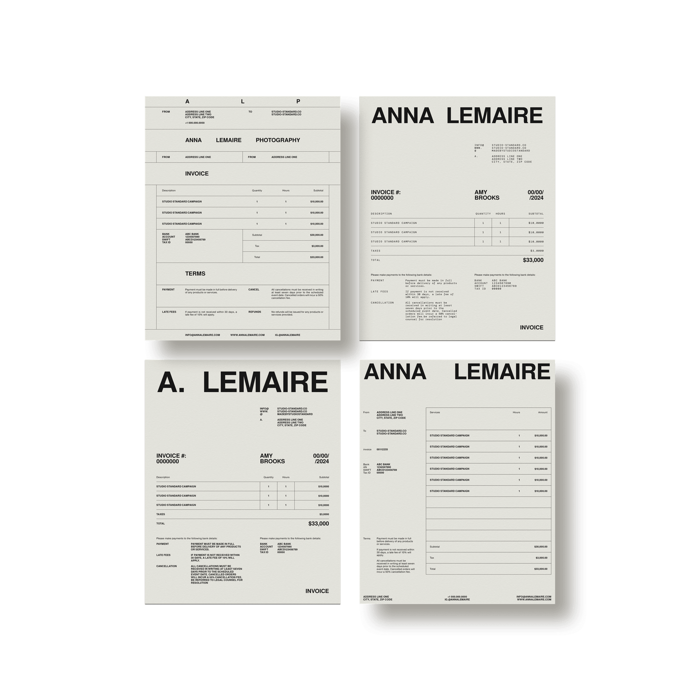 Photographer's Starter Kit: Invoices - Studio Standard