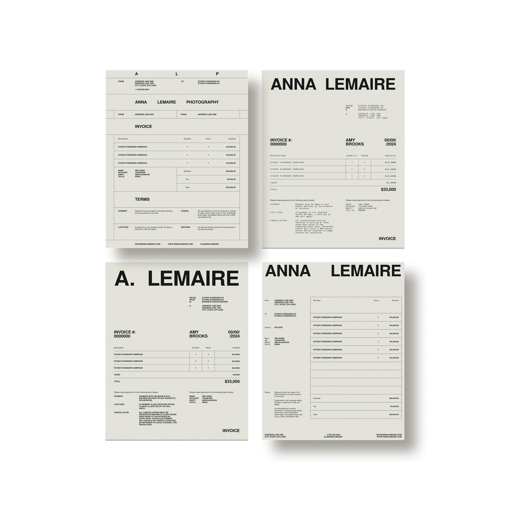 Photographer's Starter Kit: Invoices - Studio Standard