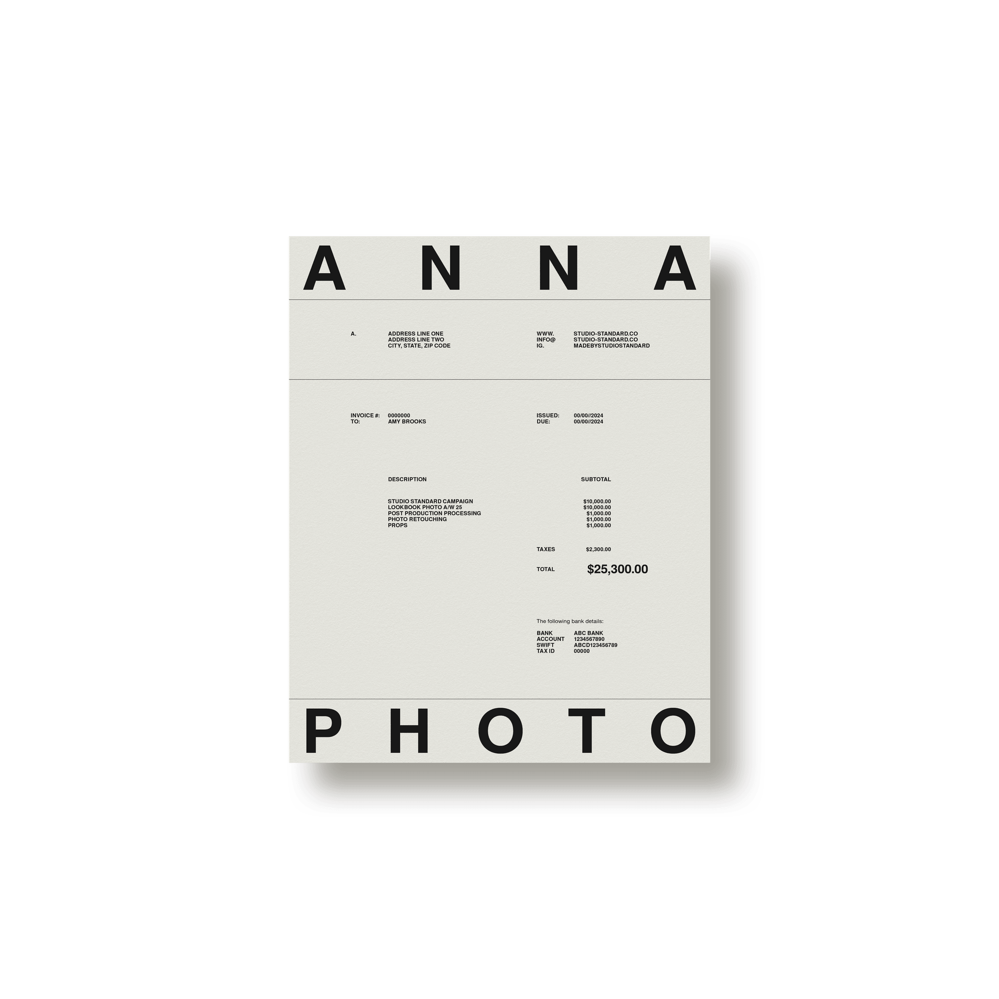 Photographer's Starter Kit: Invoices - Studio Standard