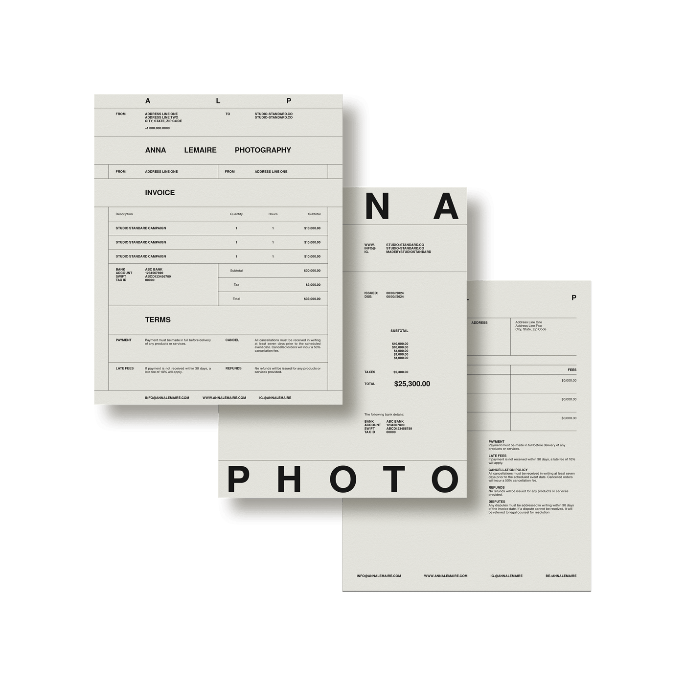 Photographer's Starter Kit: Invoices - Studio Standard