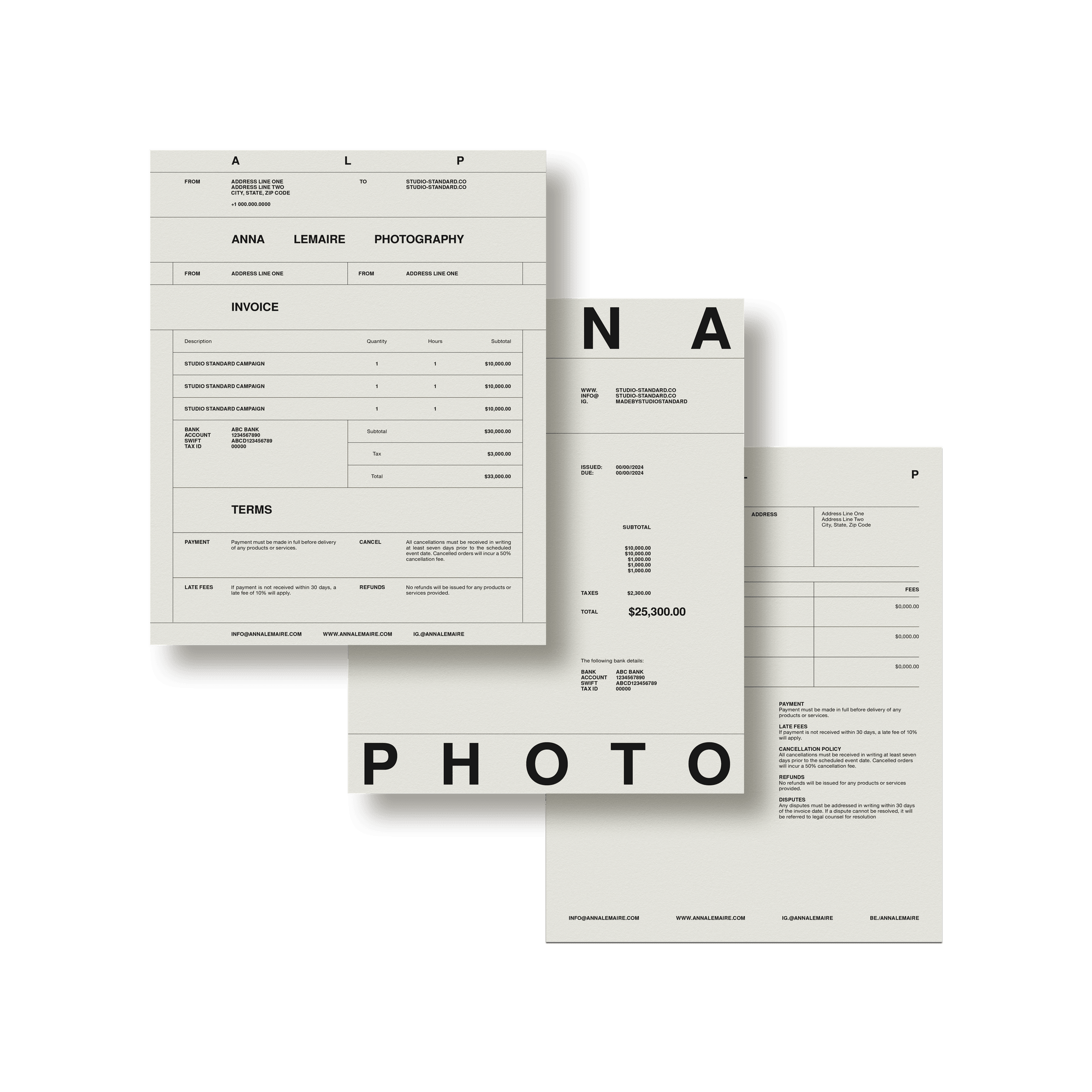 Photographer's Starter Kit: Invoices - Studio Standard