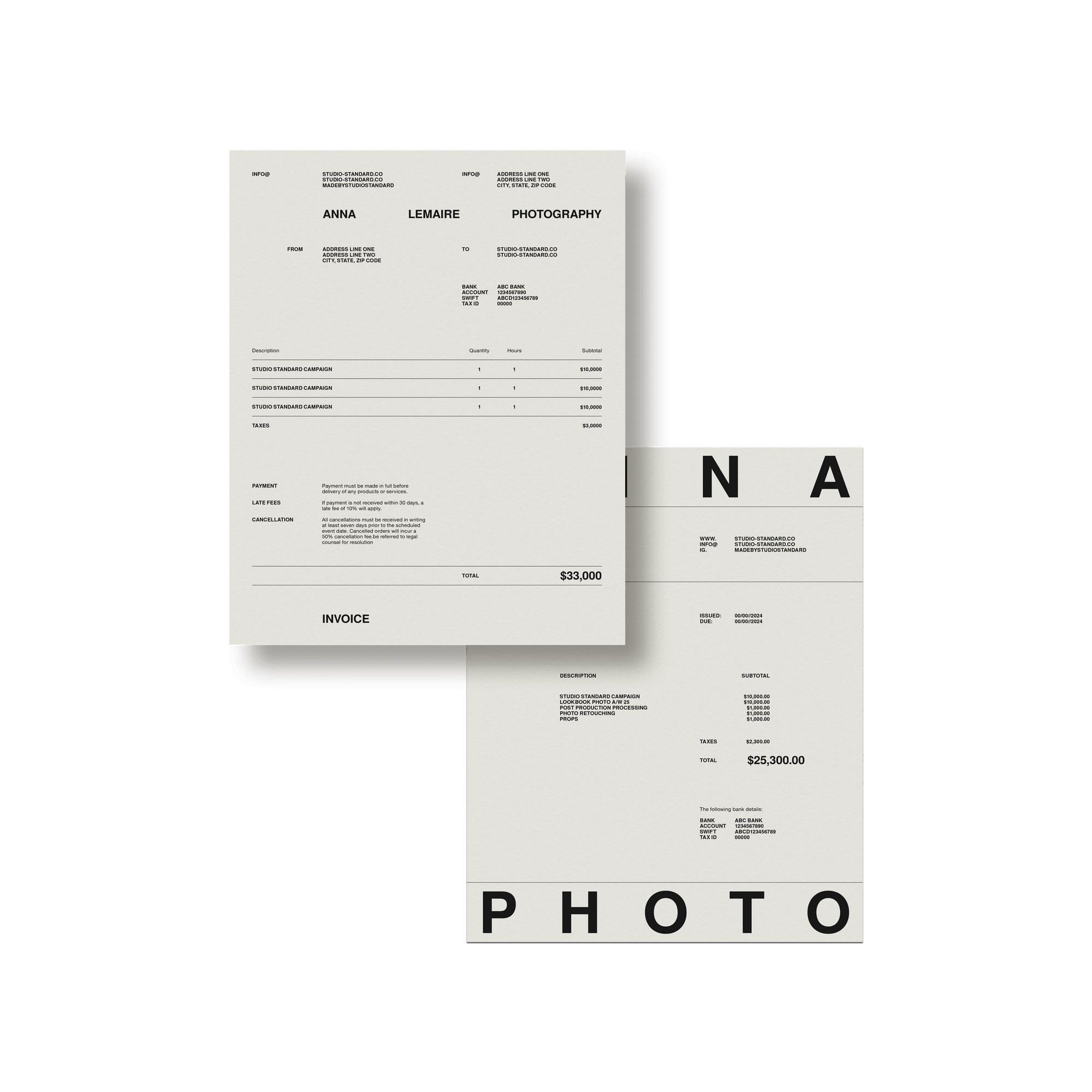 Photographer's Starter Kit: Invoices - Studio Standard