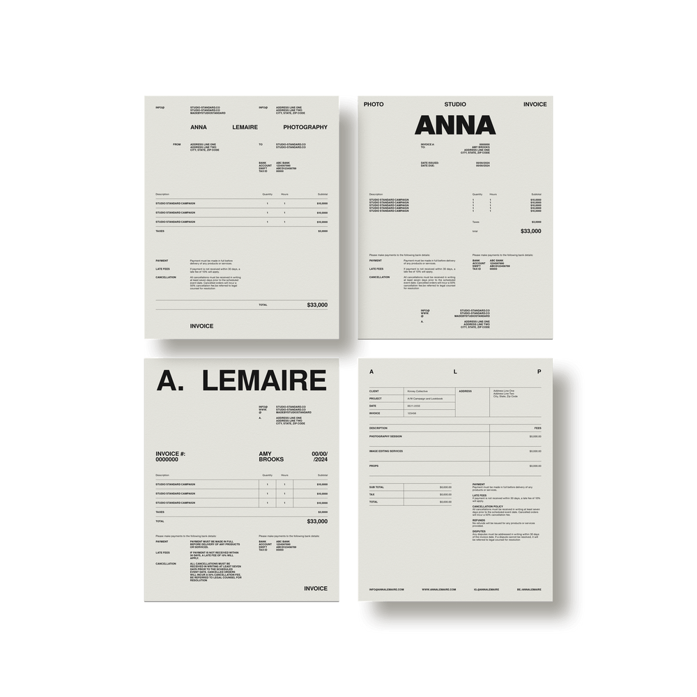 Photographer's Starter Kit: Invoices - Studio Standard