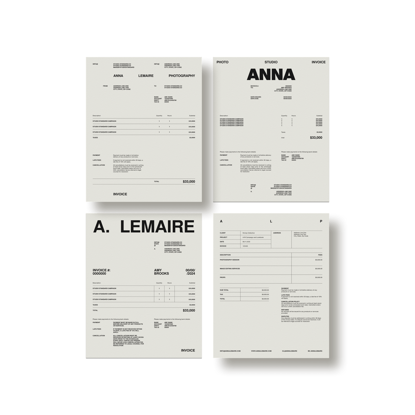 Photographer's Starter Kit: Invoices - Studio Standard