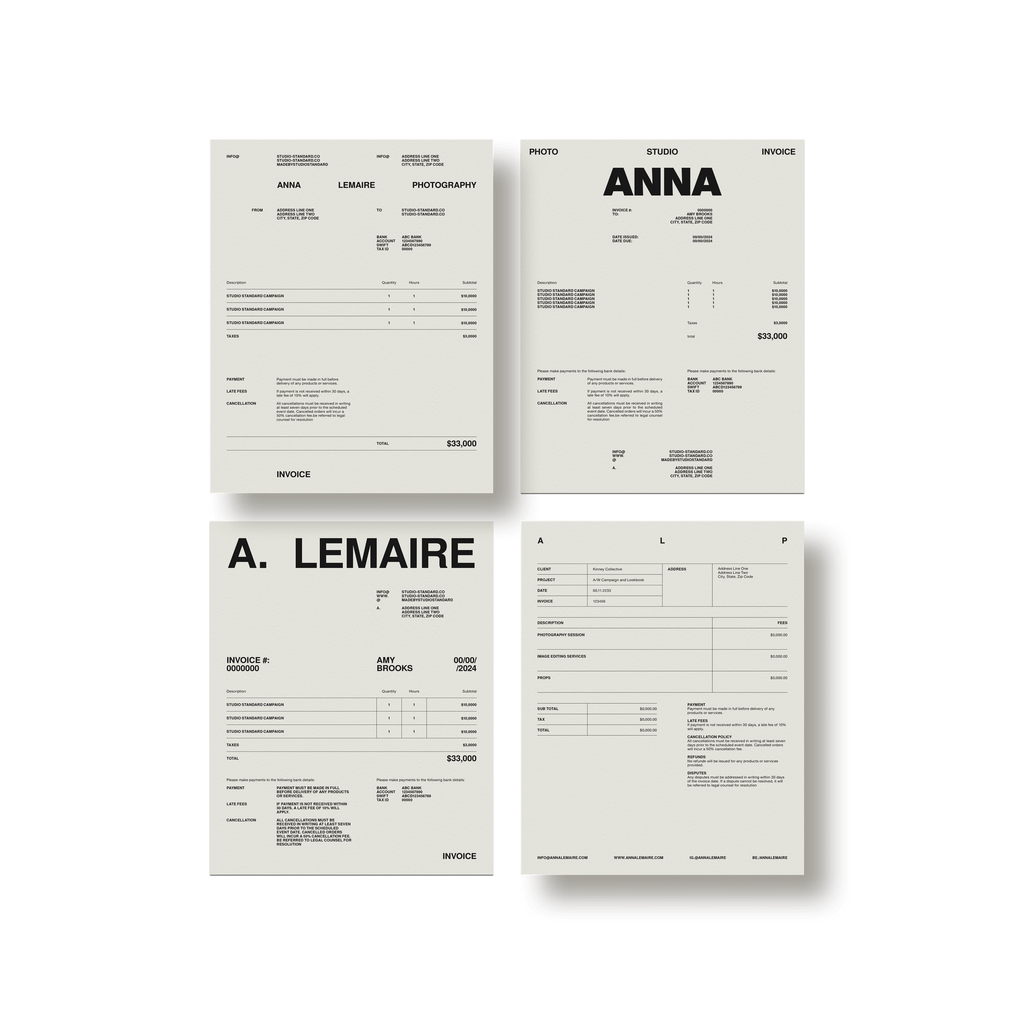 Photographer's Starter Kit: Invoices - Studio Standard