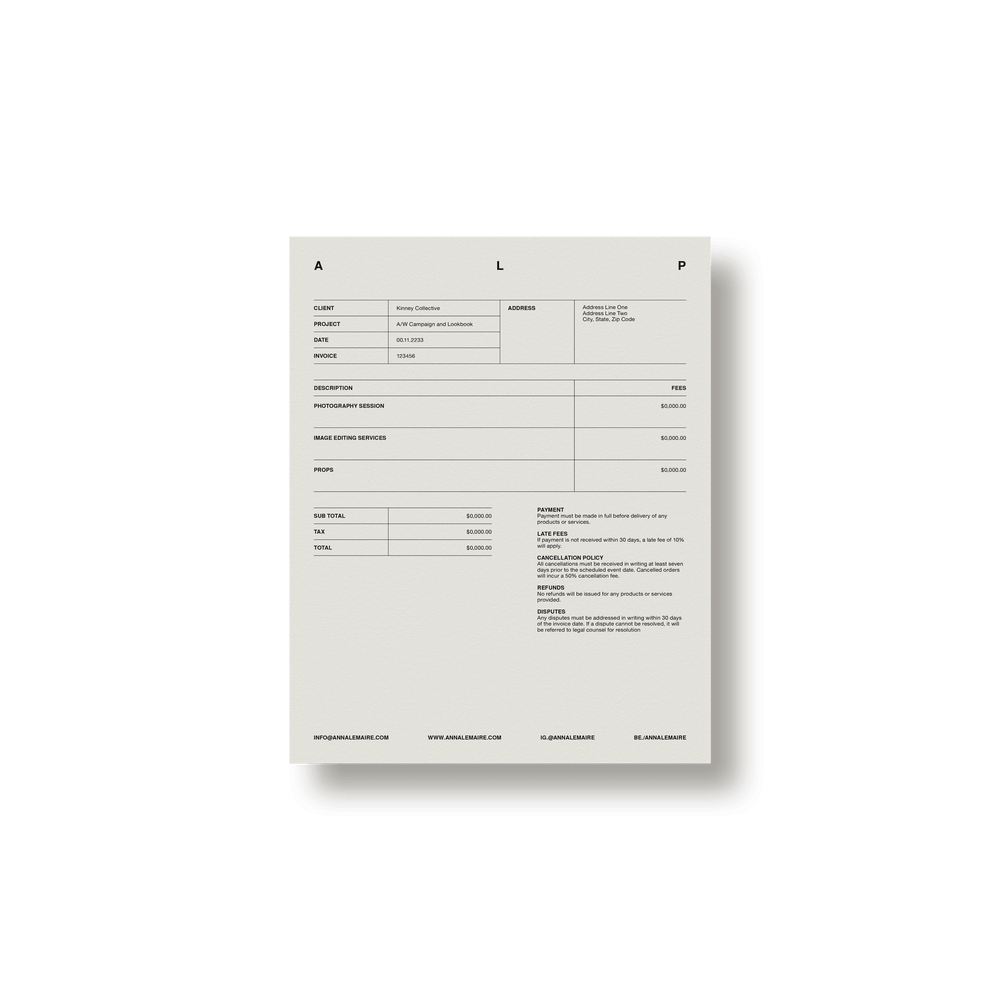 Photographer's Starter Kit: Invoices - Studio Standard