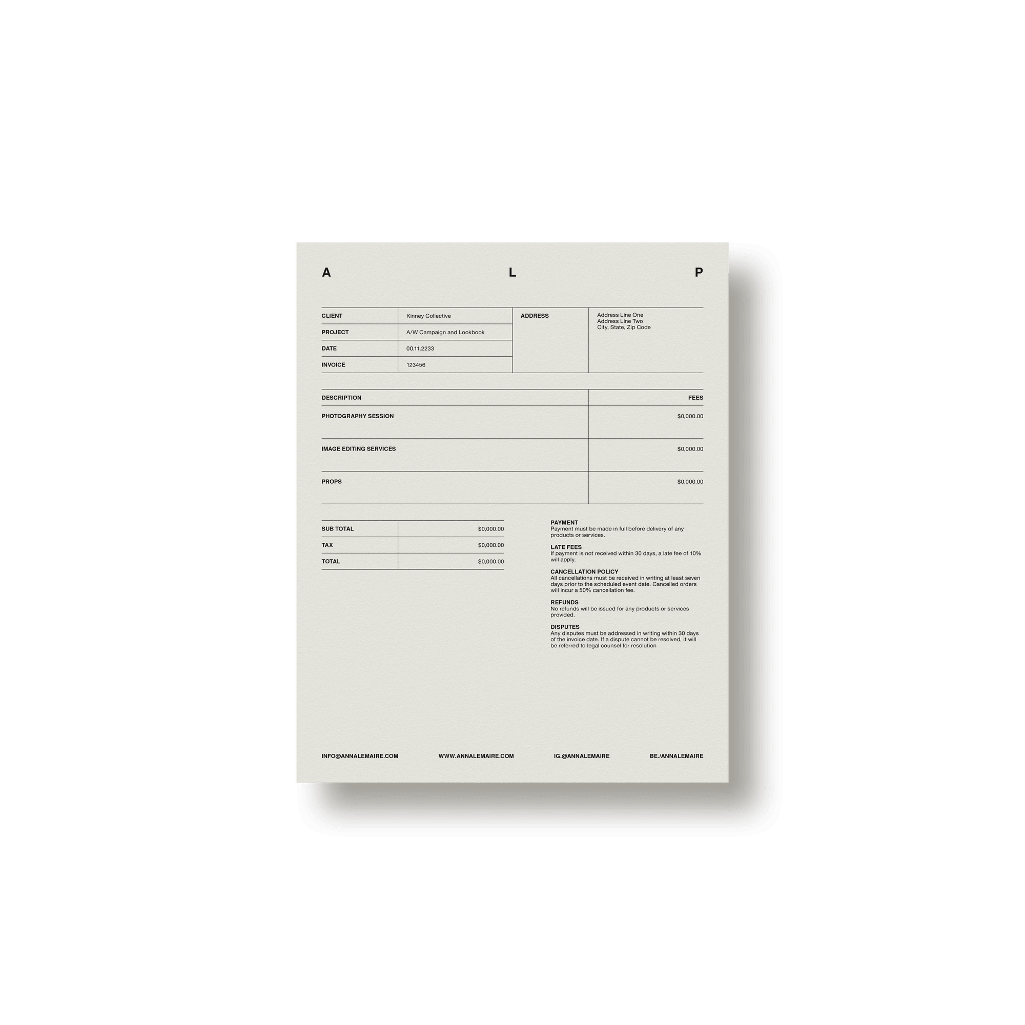 Photographer's Starter Kit: Invoices - Studio Standard