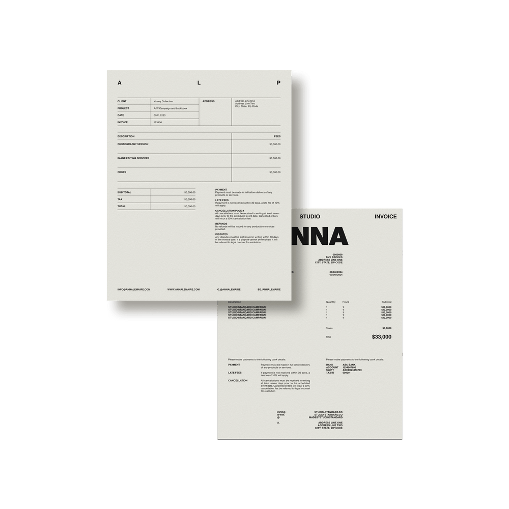 Photographer's Starter Kit: Invoices - Studio Standard