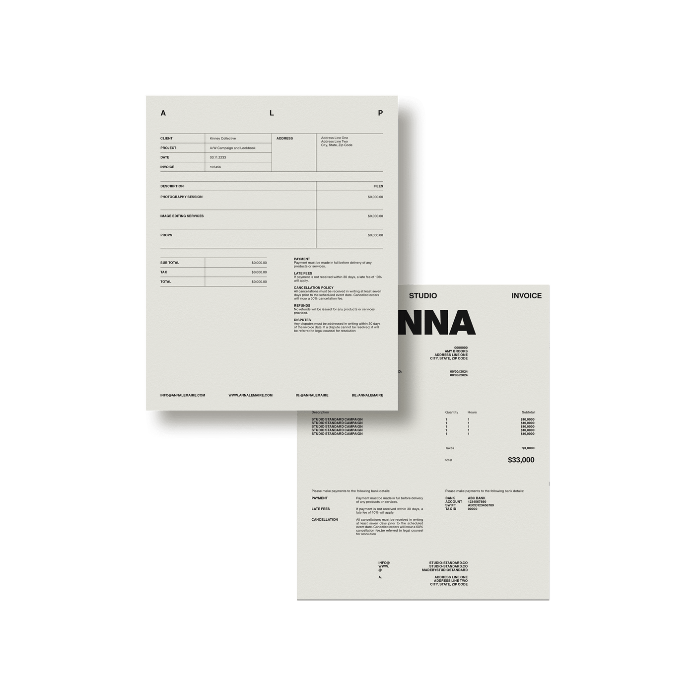 Photographer's Starter Kit: Invoices - Studio Standard