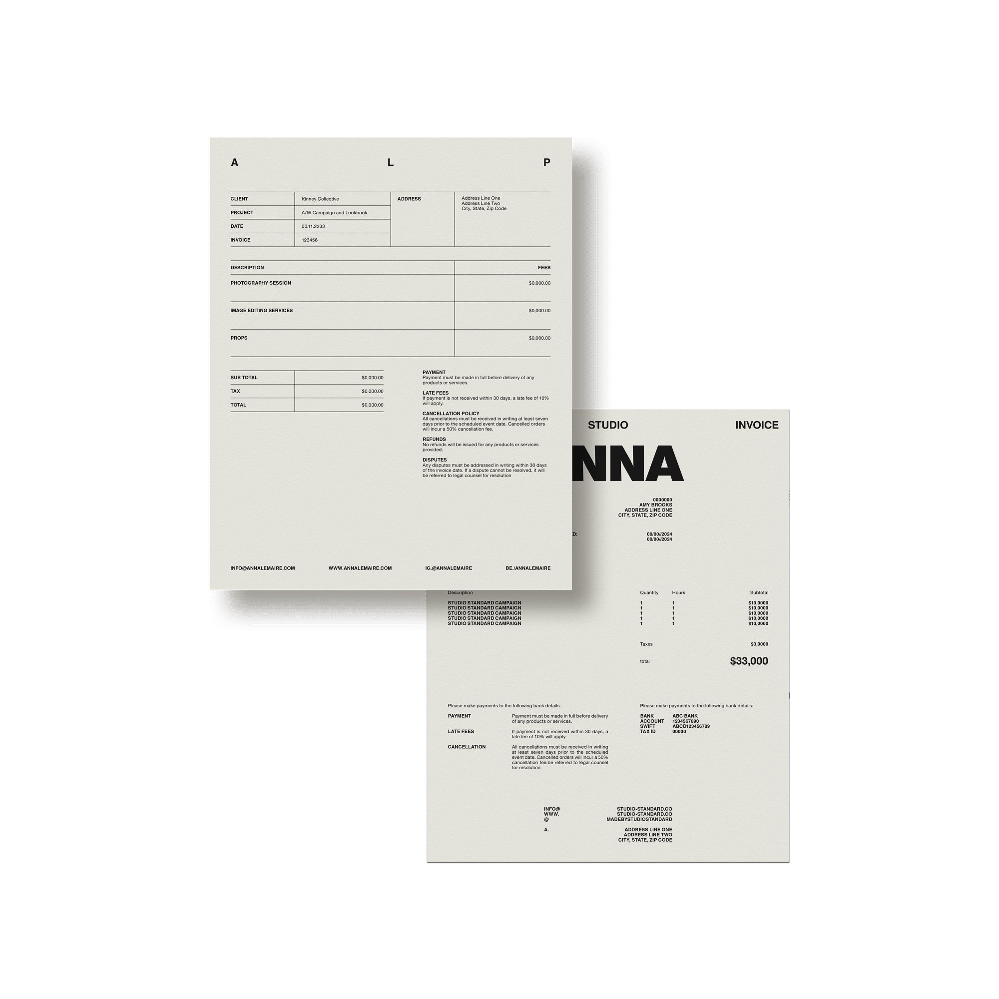 Photographer's Starter Kit: Invoices - Studio Standard