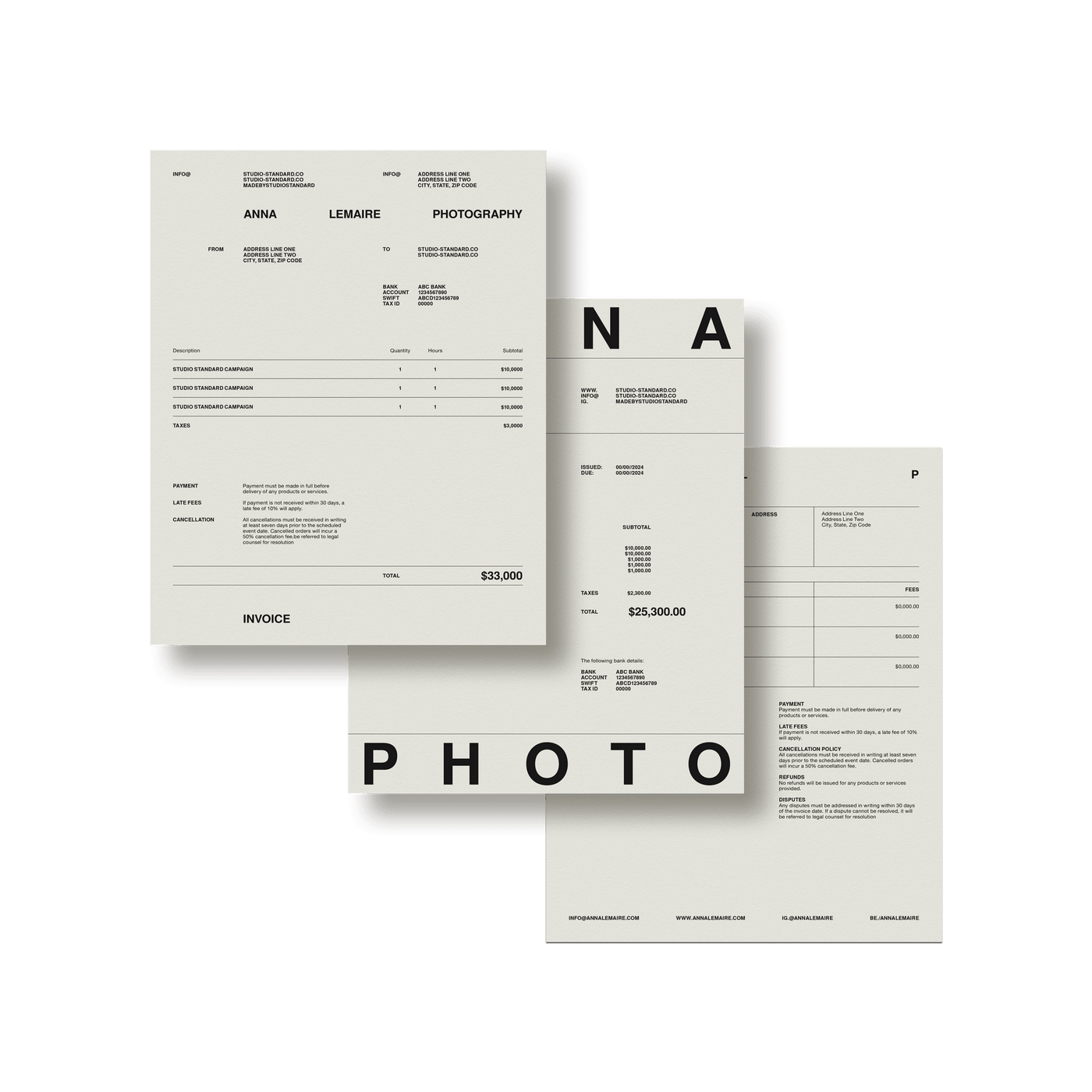 Photographer's Starter Kit: Invoices - Studio Standard