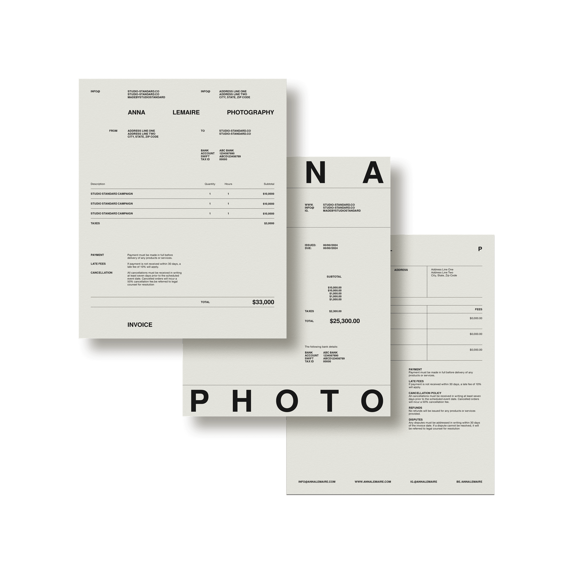 Photographer's Starter Kit: Invoices - Studio Standard