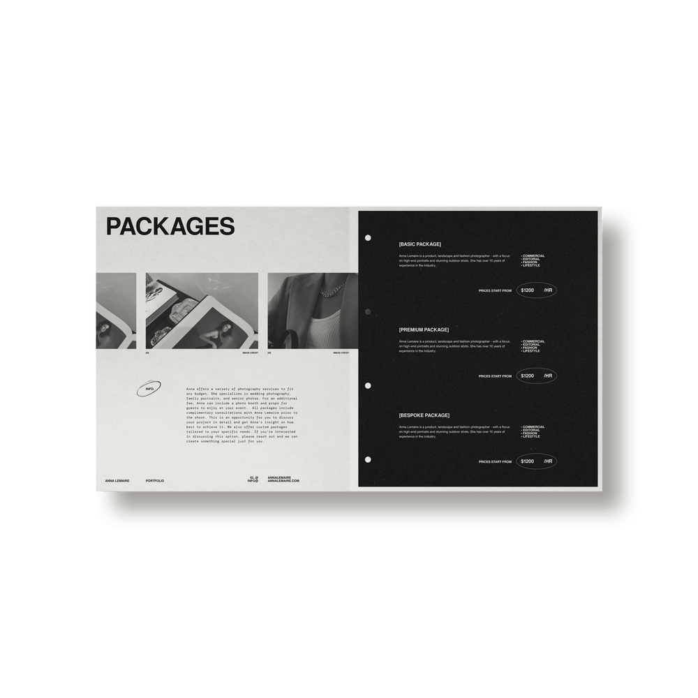 Photographer's Starter Kit | Services and Pricing Guide - Studio Standard