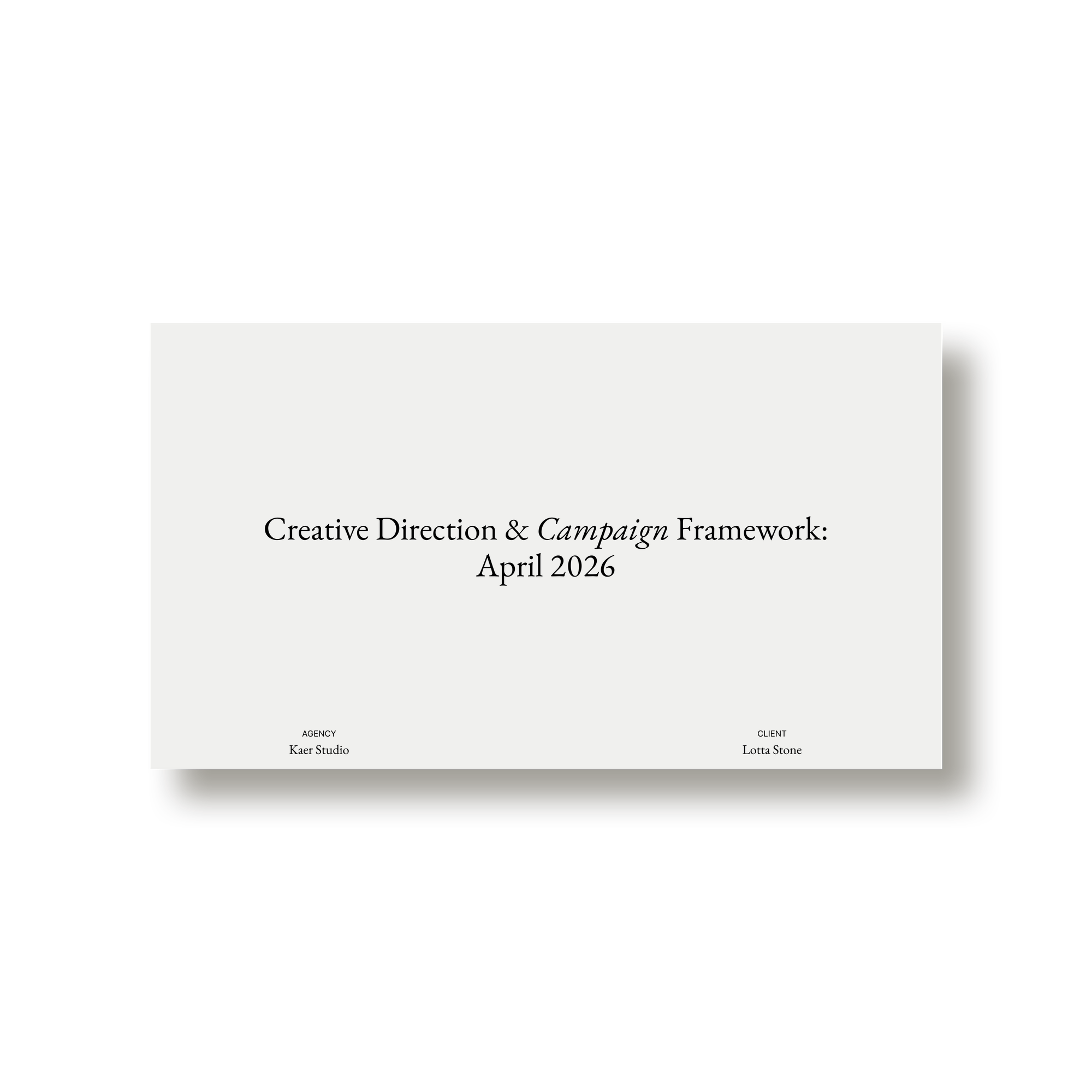 Studio Standard Natalia Karczewska Creative Direction Campaign Framework 01 Layout01 Single